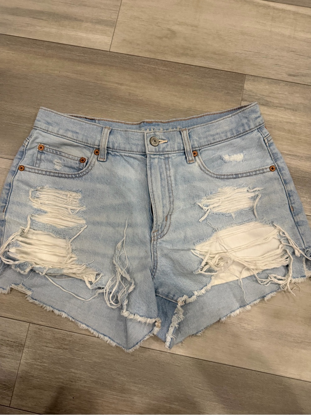 American Eagle Light Blue Distressed Denim Women's Shorts